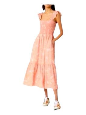 FRENCH CONNECTION Smocked Top Midi Dress With Ruffle Straps, Lined, Sizes S & M.